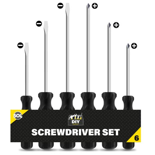6pk Screwdriver Set Phillips Crosshead Slotted Flathead Non-Slip Precision Tool — image 1