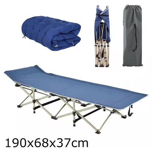 Heavy Duty Large Folding Bed Camping Cot Travel Guest Lightweight w/ Carry Bag
