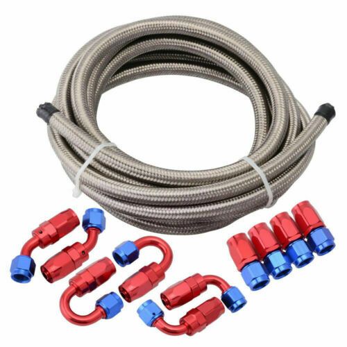 AN6 -6AN AN-6 5/16 8MM Stainless Steel Braided Oil Fuel Hose Line Pipe SV