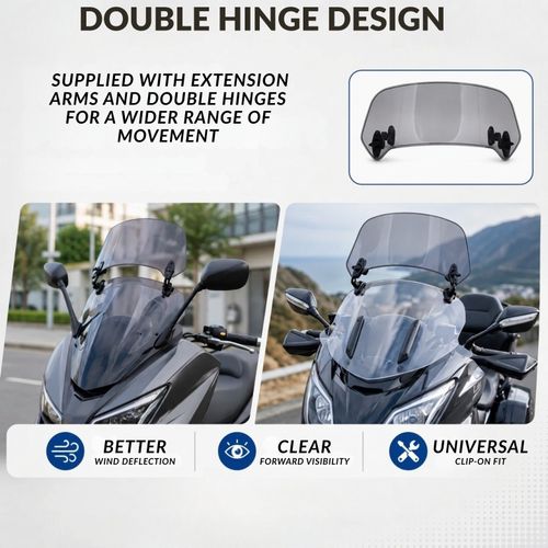Motorbike Motorcycle Clip On Windshield Wind Screen Deflector Extension Spoiler — image 2