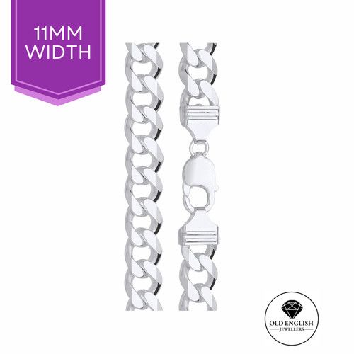 Italian Made Heavy Solid 925  Sterling Silver Curb Chain - For Men, Women & Boys