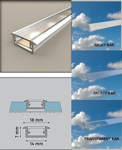 Aluminium LED Channel 2 metre with PVC Cover for Strip Light Profile – Edge Trim
