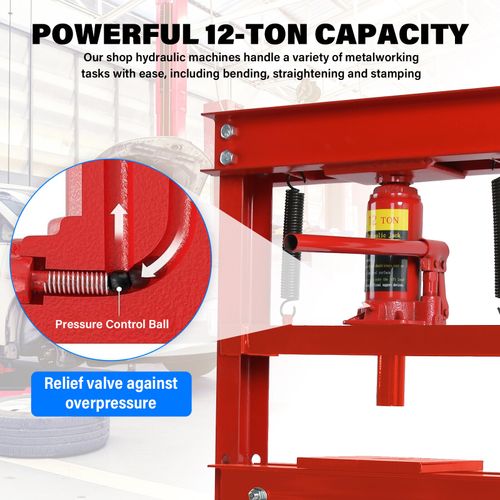 12 Ton Workshop Press Machine Hydraulic Bench & 23x Bearing Bush Driver Seal Kit — image 17