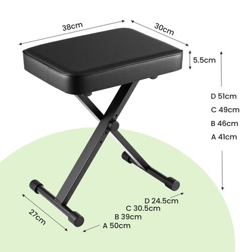 X-Style Piano Stool Adjustable Height Keyboard Stool  Folding Piano Bench Stool — image 2