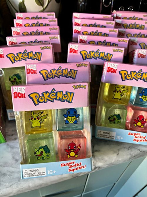 Nee Doh Pokémon Nice Cube Super Solid Squish Squeeze Toy 4 Pack Multicolour