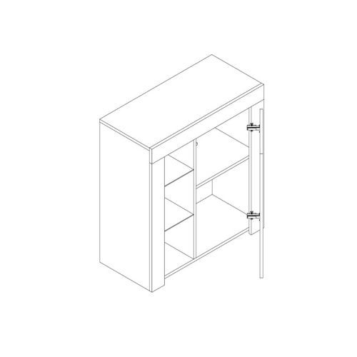 Sideboard TV Unit 75cm Modern Cabinet TV Stand High Gloss Doors With Free LED — image 7