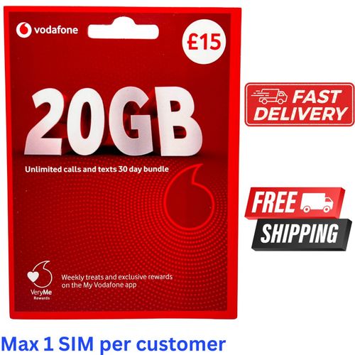 1 x VODAFONE PAY AS YOU GO SIM CARD SEALED NANO MICRO SIM 3in1 DATA — image 1