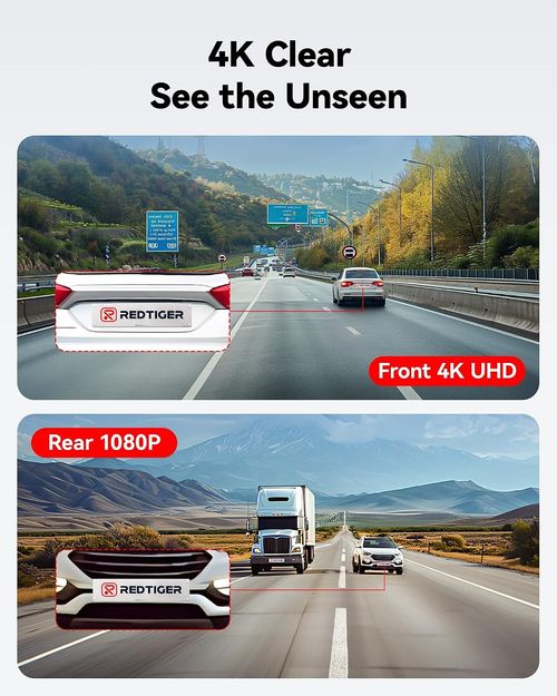 REDTIGER 4K Car Dash Cam Front & Rear with GPS WiFi Loop Recording G-Sensor — image 2