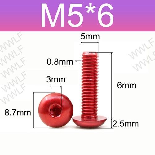 M5 Anodised Aluminium Button Head Allen Bolts Hex Socket Screw Racing FPV
