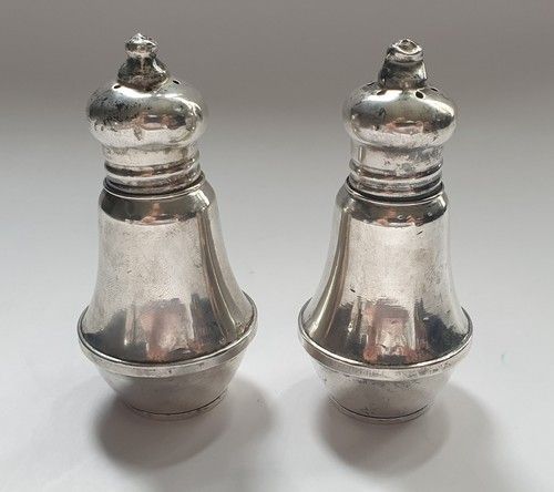 Vintage Duchin Creation Sterling Silver Salt Pepper Shakers Glass Lined Weighted