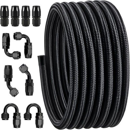 6AN Fuel Line Kit 16FT Nylon Braided Oil Fuel Line Hose Fitting Adapter Kit