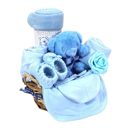 Baby Hamper Gift Set Starter New Born Blanket Mitt Hat Bootee Bib Sock Basket — image 6