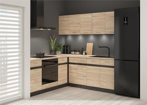 Corner Kitchen Cabinet Set 8 Units DIY Fitted Right Hand Light Oak Wenge Junona
