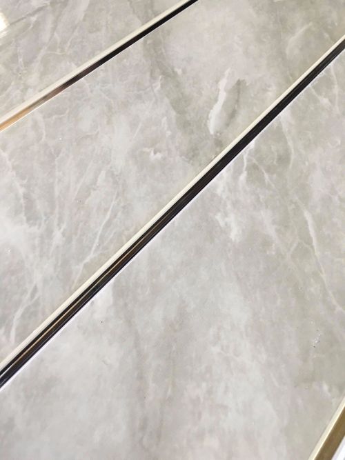 25 Grey Marble Chrome Strip PVC Cladding Shower Wall Panels Bathroom Ceiling — image 5