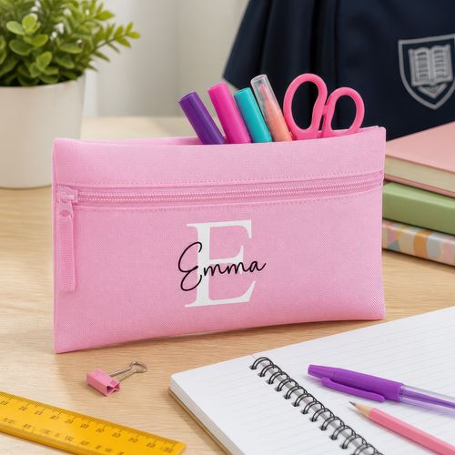 Personalised Kids Pencil Case with Name and Initial - Back to School Zip Bag — image 1