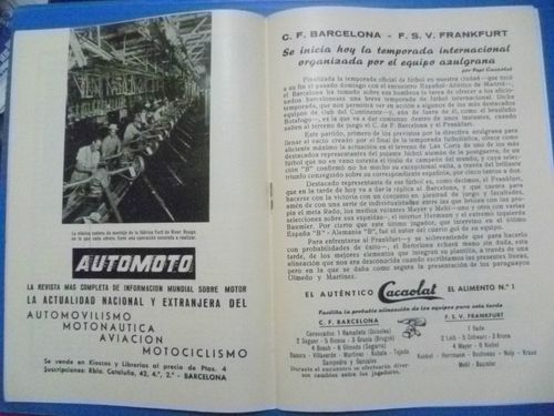 1956 Friendly Match Barcelona v Frankfurt S.V,  16 June Original Programme — image 3