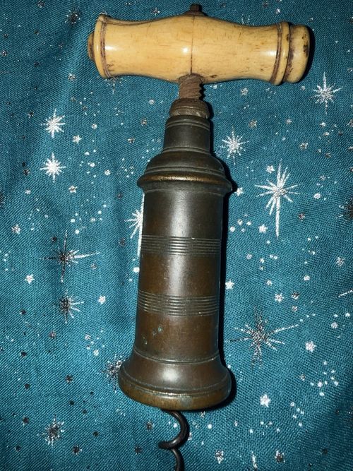 Georgian Thomason Patented Crested Brass & Bovine Bone Corkscrew C 1802 — image 14