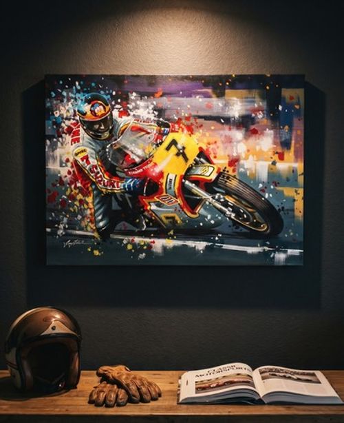 Barry Sheene Suzuki 7 prints on Canvas or silk paper by Greg Tillett MotoGP