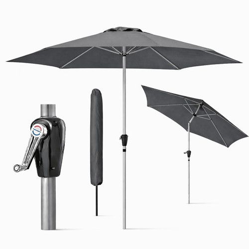 Garden Parasol Patio Table Umbrella Sun Shade Crank Handle Waterproof 2.7M