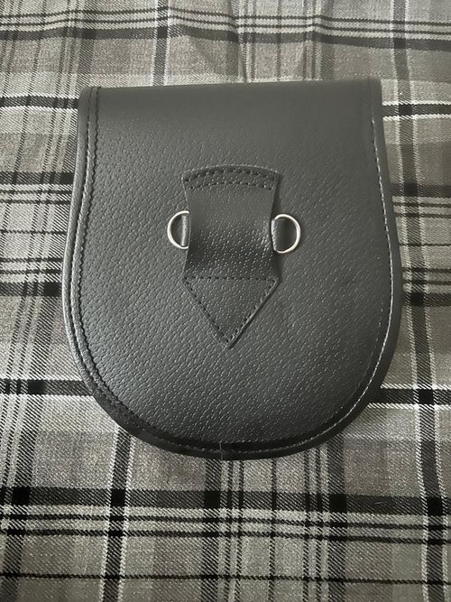Semi-Dress Scottish Kilt Sporran Stag Head Design with Grey Rabbit Fur & Leather — image 4