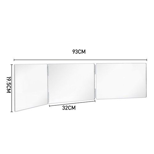 3 Way Tri-Fold Mirror w/ LED Light 360° Barber Hairdressing Seft-Haircut Makeup