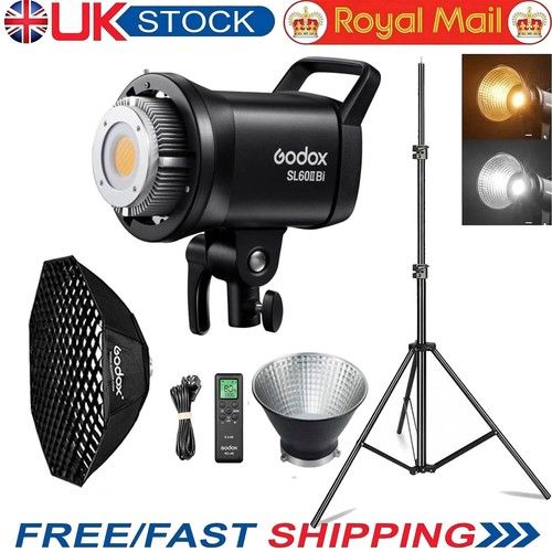 Godox SL60IIBi Bi-color Studio LED Video Light with 95cm Grid Softbox 2m Stand