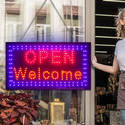 Large Bright Flashing LED OPEN WELCOME Shop Sign-Neon Hang Display Window Light — image 10
