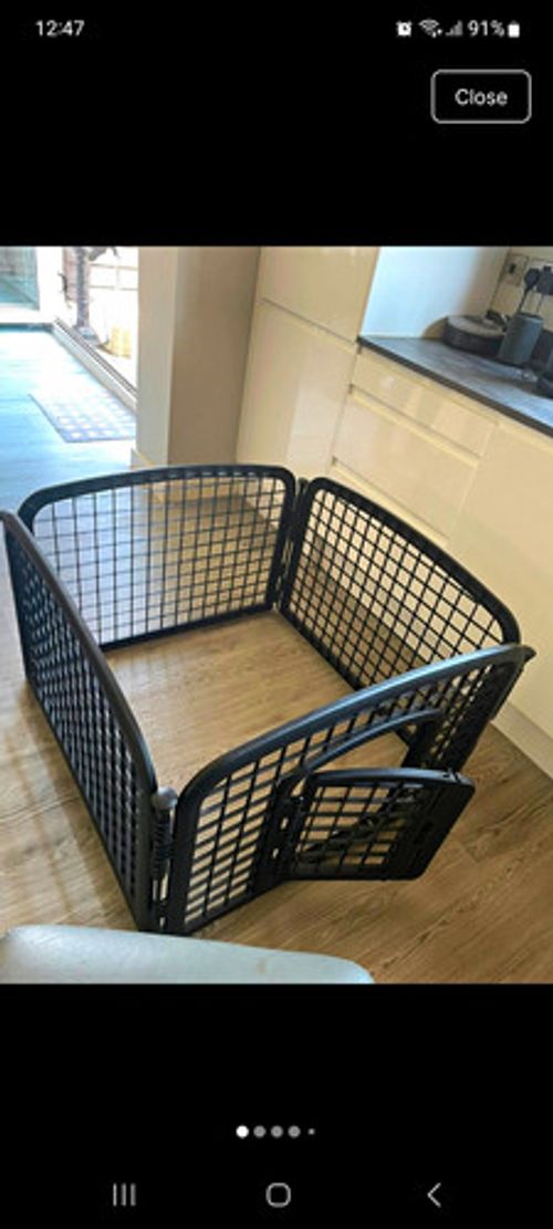 Black Plastic Indoor Dog Puppy Playpen Pen Panels with Door Gate