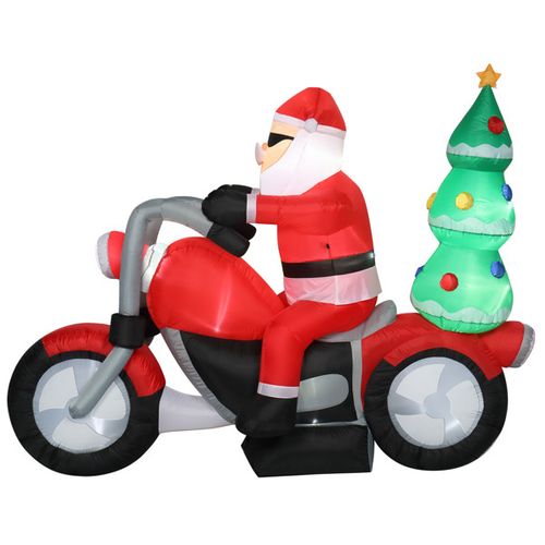 6FT Inflatable Santa Claus Riding Motorcycle Christmas Outdoor Garden LED Decora — image 12