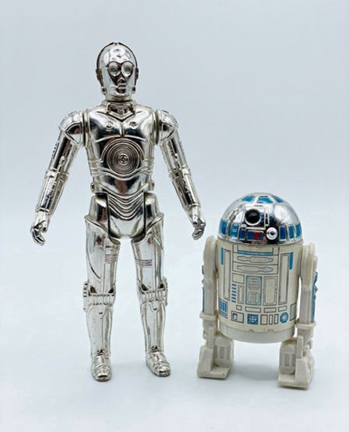 Kenner Star Wars Metallic C-3PO & R2-D2 Vintage Action Figures 1982 Sci-Fi