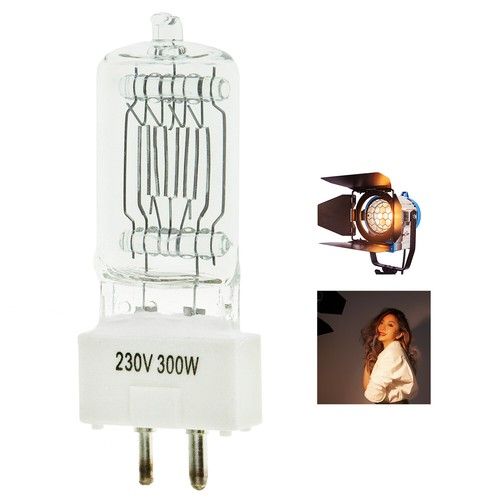Fresnel Tungsten Halogen Bulb 300W GY9.5 230V Disco Stage Lamp Studio Lighting