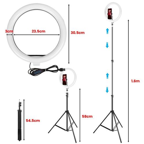 12" 14" Ring Light with Tripod Stand & Phone Holder Selfie Ring Light Live Video — image 3