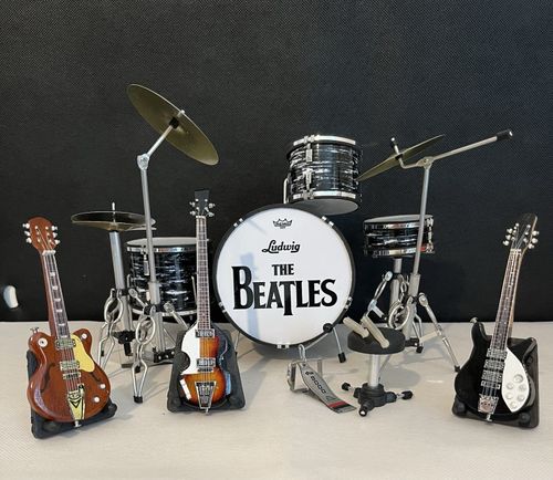 Beatles Miniature Drums With Guitars — image 3