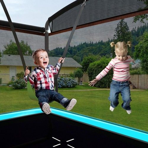7FT Kids Trampoline w/Swing Outdoor Rectangle Recreational Trampoline W/Mesh Net