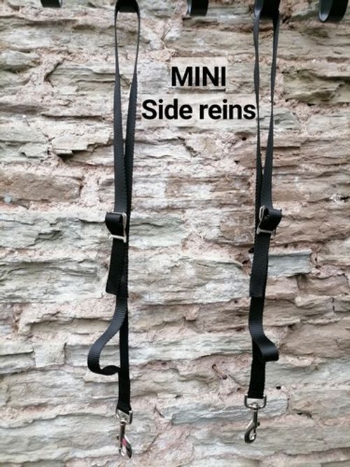 pair SIDE REINS, elasticated insert MINI, SHETLAND SMALL PONY, PONY, COB, F/S
