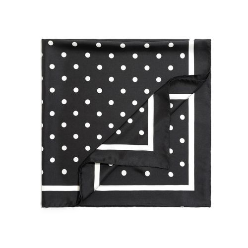 100% silk black and white Polka dot handmade women's silk Square scarf 35" 89cm — image 1