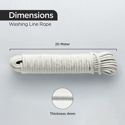 Washing Line Rope Traditional Strong Cotton Rope Clothes Dryer Twine Polley Jute