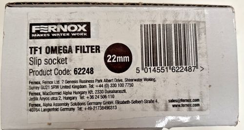 FERNOX TF1 Omega Filter 22mm 62248 – Magnetic Slip Socket Central Heating Trap — image 6