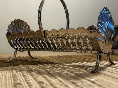 Vintage 1970 Silver Plated Filigree Art Deco Type Cracker Biscuit Trough VGC Box — image 16