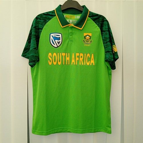 New Balance South Africa Cricket Shirt Jersey Top Mens Size Small Green 