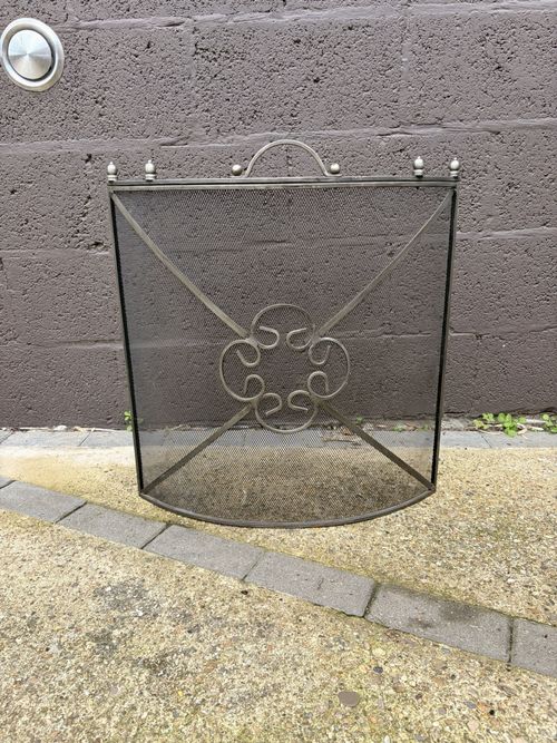 Cast Iron Fire Guard / Spark Screen. Antique Vintage. — image 1