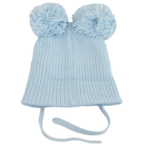 Baby Pom Pom Beanie Hat Double Bobble Cap Strap Boy Girl NB 0-3 3-6 6-12 12-18 — image 4