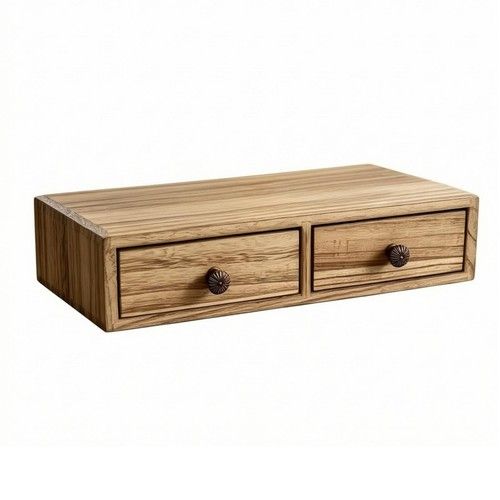 Wood-Grain Coffee Machine Stand with Drawers Low-Height Drawer Sturdy Storage