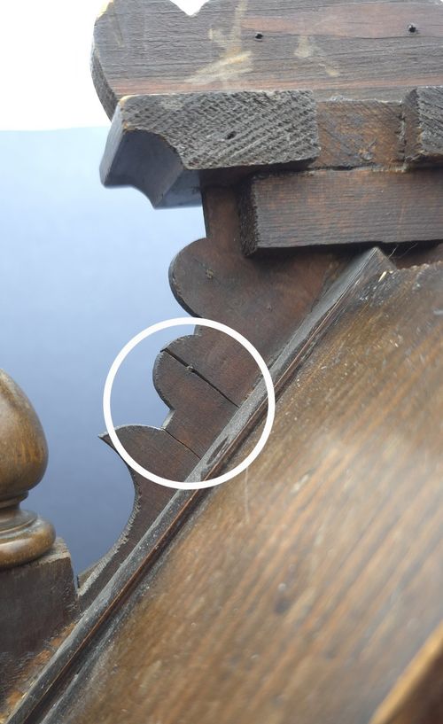Antique Gingerbread/  Kitchen Shelf Clock Brass Cherub Mounts For Repaire — image 7