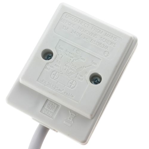 1 Gang Single Way UK 13A Mains Power Socket Extension Lead White  0.5m — image 3