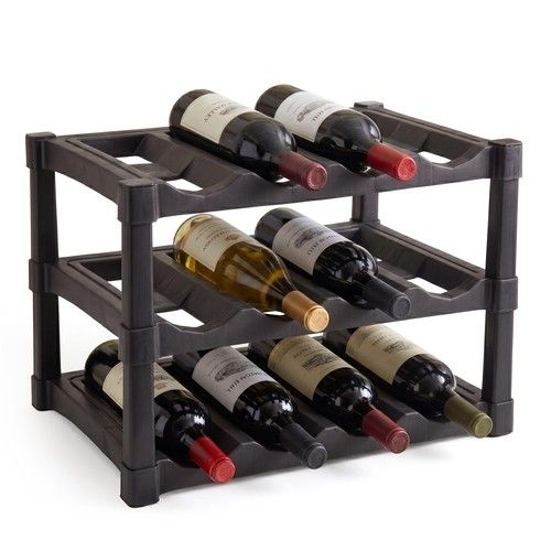 3 Tier Wine Rack Stackable 12 Bottle Free Standing Storage Stand Stylish Durable