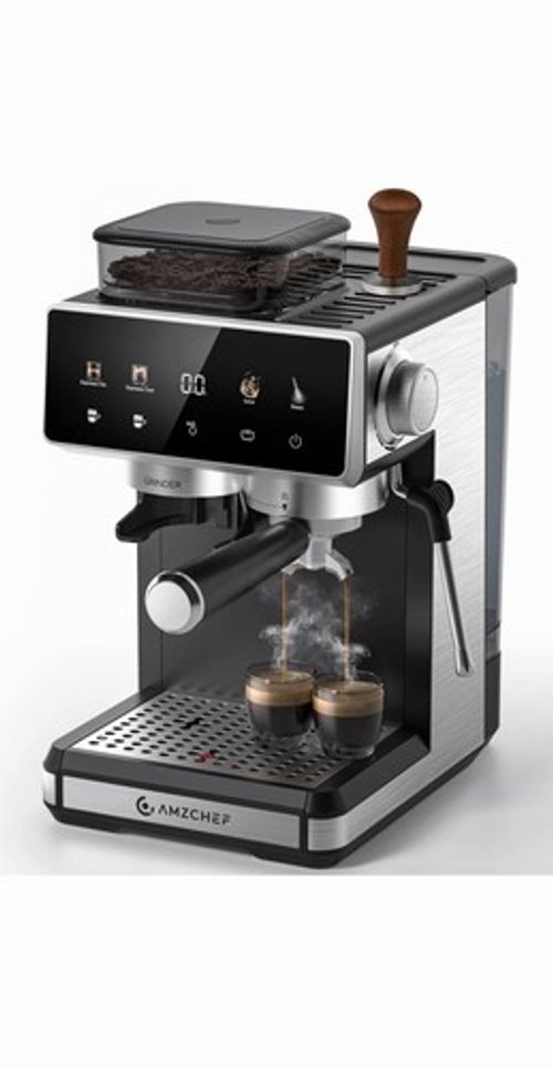 AMZCHEF CM5560 20 Bar Espresso Coffee Machine Built-In Grinder Milk Frother