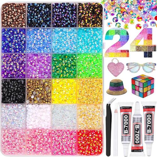 Bedazzling Kit with Glue and Pen, 24 Colors Bedazzle Rhinestone Kit, Multicolor