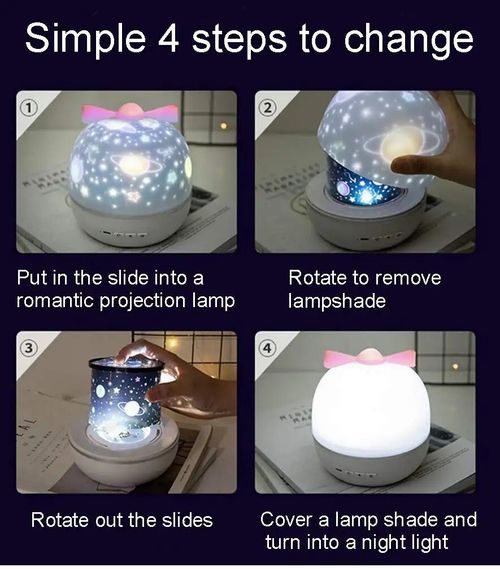 6 Different Projection Films LED Night Light 360° Rotating Star Projector Lamp — image 11