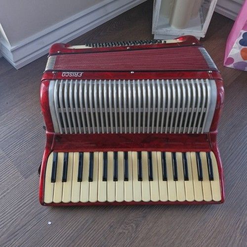 Frisco Piano Accordion in Red Pearloid, Mid-Century